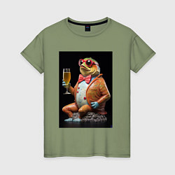 Женская футболка Карп с пивом в костюме