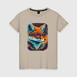 Женская футболка Old Fox with glasses
