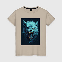 Футболка хлопковая женская Blue wolf, цвет: миндальный