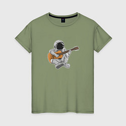 Женская футболка Космонавт сидит с гитарой