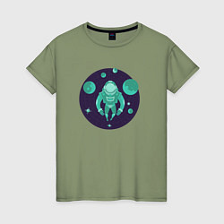 Женская футболка Космонавт среди планет в кругу