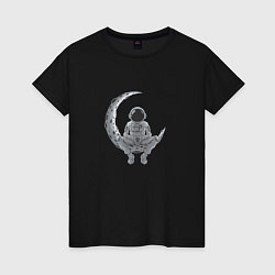 Женская футболка Космонавт размышляет на луне