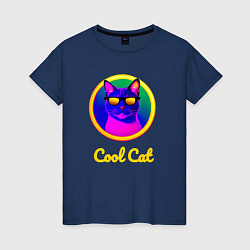 Женская футболка Крутой кот в очках