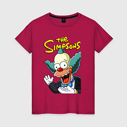 Футболка хлопковая женская Krusty the clown, цвет: маджента