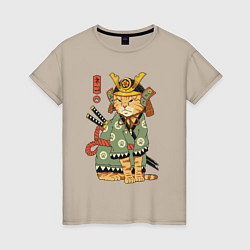 Женская футболка Samurai battle cat