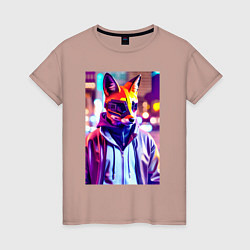 Женская футболка Cyber fox - neon - city