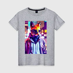 Женская футболка Cyber fox - neon - city