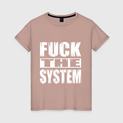 Футболка хлопковая женская SoD - f**k the system, цвет: пыльно-розовый