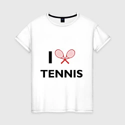 Футболка хлопковая женская I Love Tennis, цвет: белый