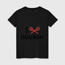 Футболка хлопковая женская I Love Squash, цвет: черный