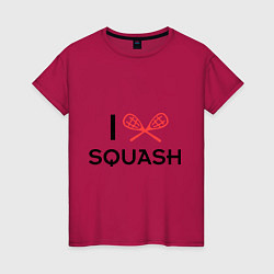 Футболка хлопковая женская I Love Squash, цвет: маджента