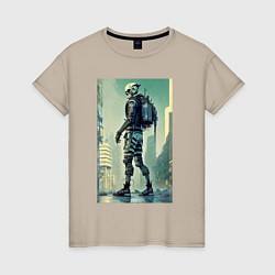 Женская футболка Skeleton - cyberpunk - metropolis