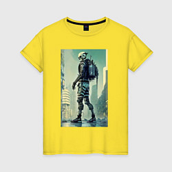 Женская футболка Skeleton - cyberpunk - metropolis