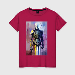 Женская футболка Cyber skeleton - watercolor - sketch