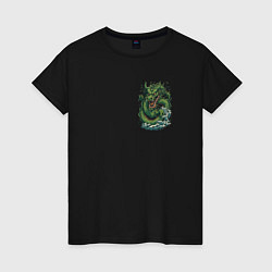 Женская футболка Зеленый китайский дракон: арт нейросети