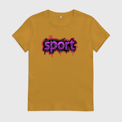 Футболка хлопковая женская Sport graffiti, цвет: горчичный