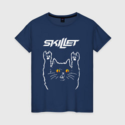 Женская футболка Skillet rock cat