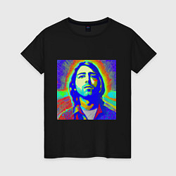 Женская футболка Kurt Cobain Glitch Art