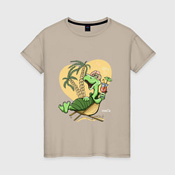 Женская футболка Черепаха на отдыхе, футболка хб