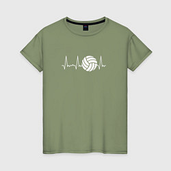 Женская футболка Сердце волейболиста