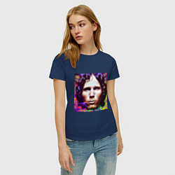 Футболка хлопковая женская Jim Morrison Glitch 25 Digital Art, цвет: тёмно-синий — фото 2