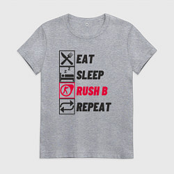 Футболка хлопковая женская Eat sleep rush b repeat, цвет: меланж