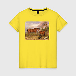 Женская футболка Две лошади и две собаки