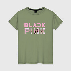 Женская футболка Blackpink logo Jisoo Lisa Jennie Rose