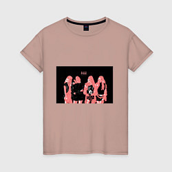 Женская футболка Группа BLACKPINK в ярко-розовых тонах