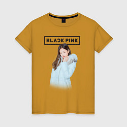 Футболка хлопковая женская Jisoo Blackpink winter, цвет: горчичный