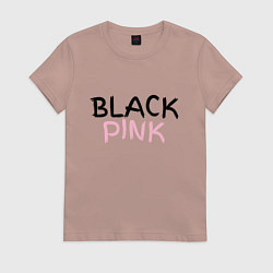 Футболка хлопковая женская Граффити BlackPink, цвет: пыльно-розовый