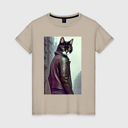Женская футболка Модный котяра - Лондон - нейросеть