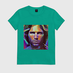 Женская футболка Jim Morrison neon portrait art