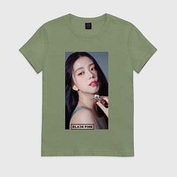 Футболка хлопковая женская Kim Jisoo, цвет: авокадо