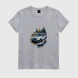 Футболка хлопковая женская На джипе по России, цвет: меланж