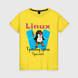 Женская футболка Пингвин линукс в шляпе