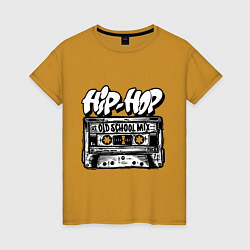 Футболка хлопковая женская Hip hop oldschool, цвет: горчичный
