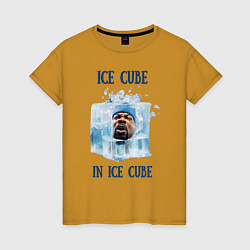 Футболка хлопковая женская Ice Cube in ice cube, цвет: горчичный