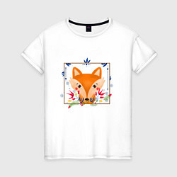Женская футболка Портрет лисы
