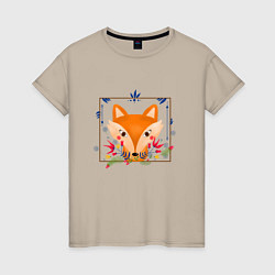 Женская футболка Портрет лисы