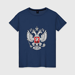 Женская футболка Герб России серебро