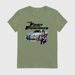 Футболка хлопковая женская Брайан ОКоннер Nissan Skyline R34, цвет: авокадо