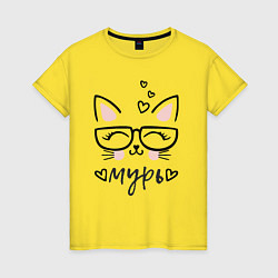 Женская футболка Кошка в очках мурь