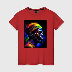 Женская футболка Красочный портрет от нейросети