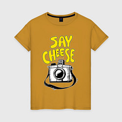 Женская футболка Cheese photo camera