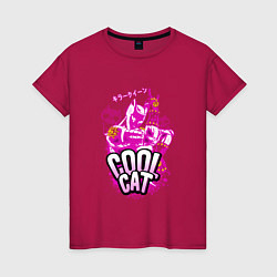 Футболка хлопковая женская Cool cat- Killer queen- Jo jo, цвет: маджента
