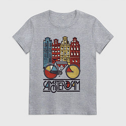 Футболка хлопковая женская Amsterdam bike, цвет: меланж