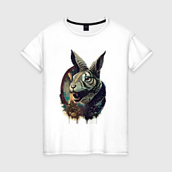 Женская футболка Свирепый зайчара - нейросеть
