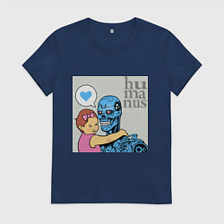 Футболка хлопковая женская Гуманизм, цвет: тёмно-синий