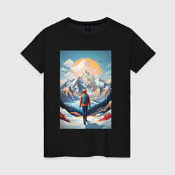 Женская футболка Альпинист в Горах
